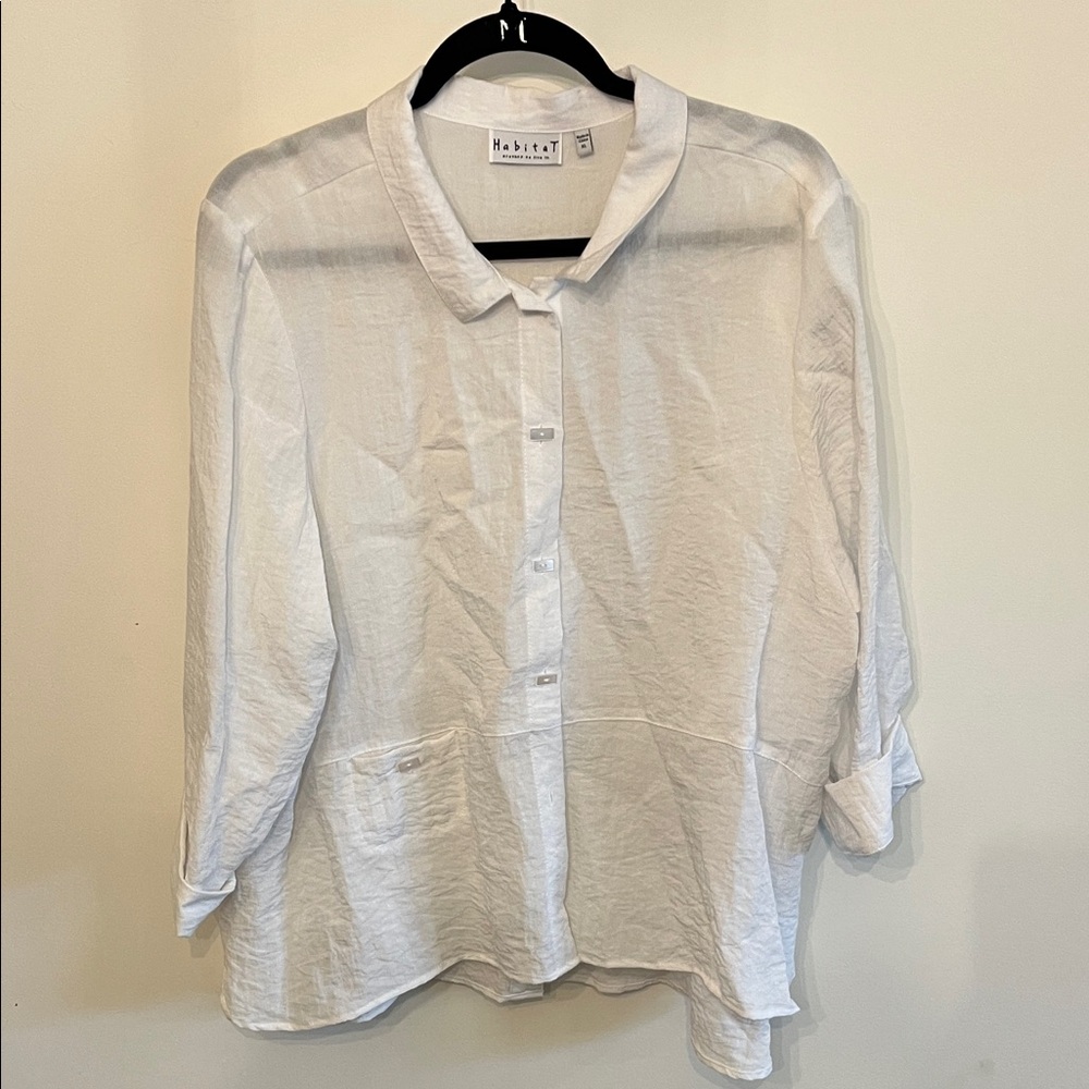 Habitat White Relaxed Button-Front Blouse